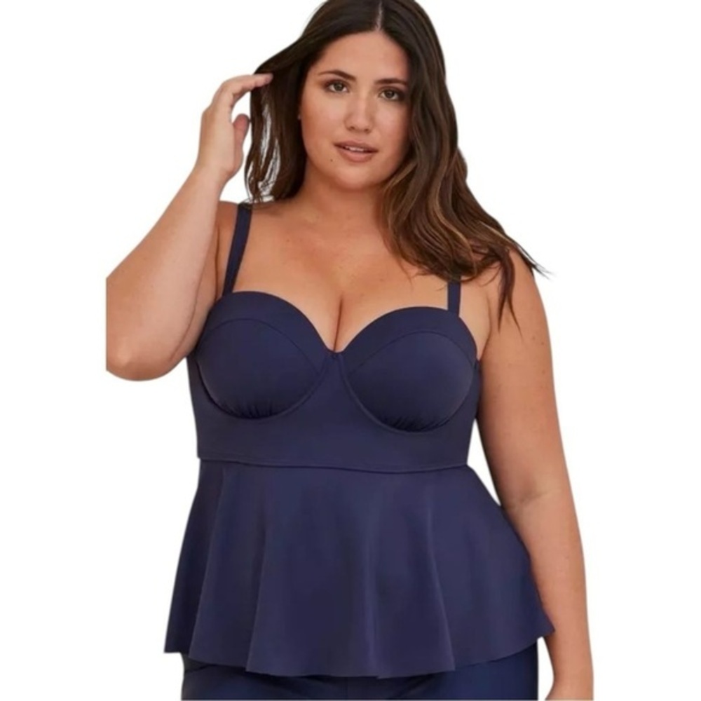 torrid Navy Peplum Tankini Top